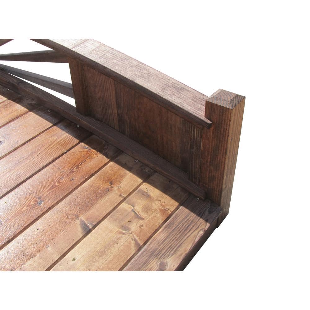 Sunburst 8 ft Wooden Garden Bridge in Natural Finish