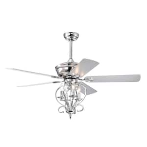 Hel 52 in. Indoor Chrome Ceiling Fan with Remote Control and Reversible Motor