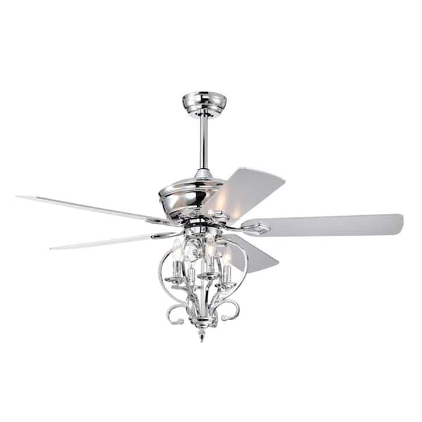 Keazile Hel 52 in. Indoor Chrome Ceiling Fan with Remote Control and Reversible Motor