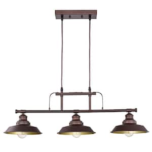 3-Light Oil Rubbed Bronze Dimmable Industrial Kitchen Island Pendant