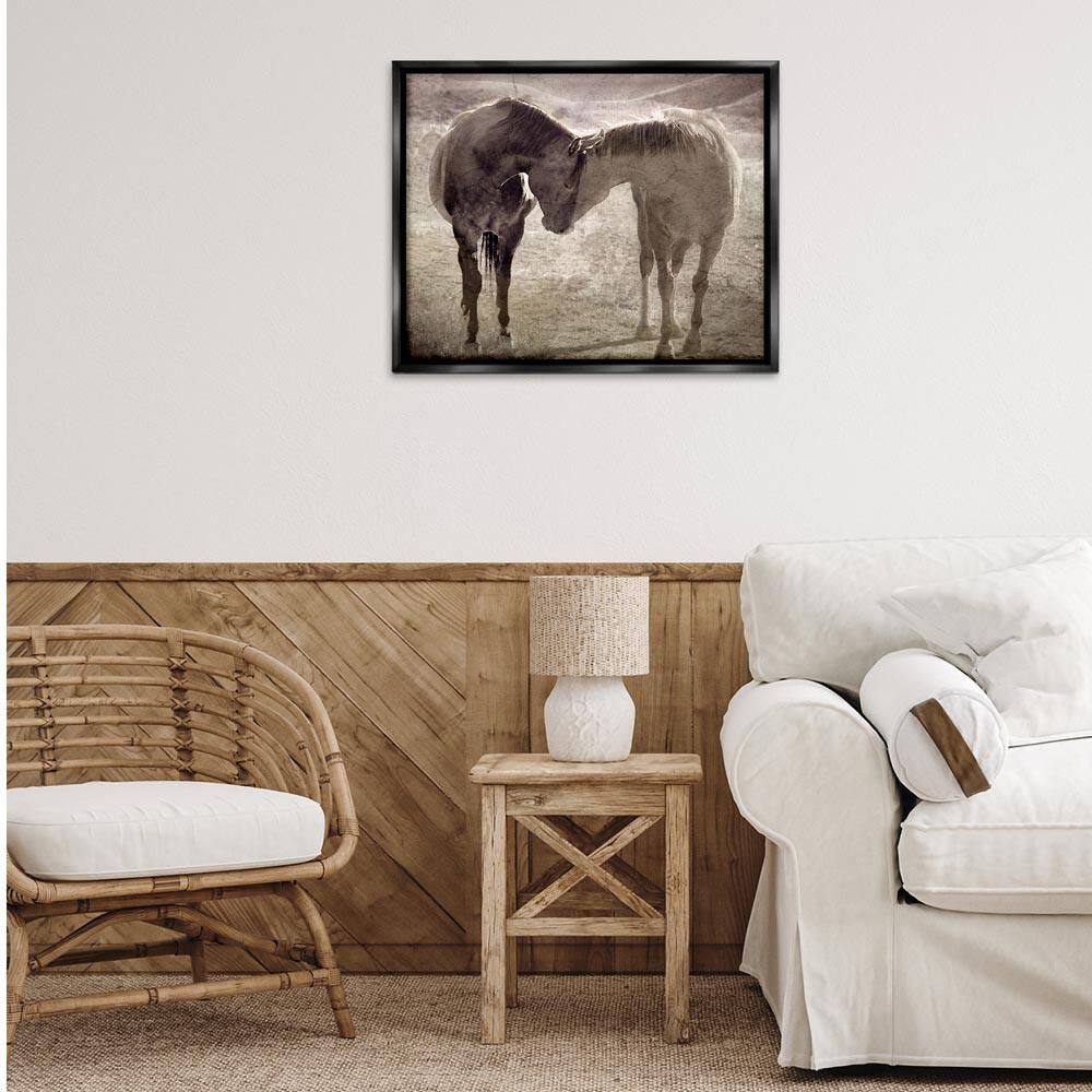 Muted Horse Pair Hugging by Steve Toole Black Floater Frame Animal Graphic Art Print 25 in. x 31 in. price history on PriceWatchPro