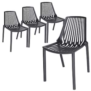 Acken Modern Stackable Dining Side Chair with Plastic Seat and Legs Set of 4 (Black)