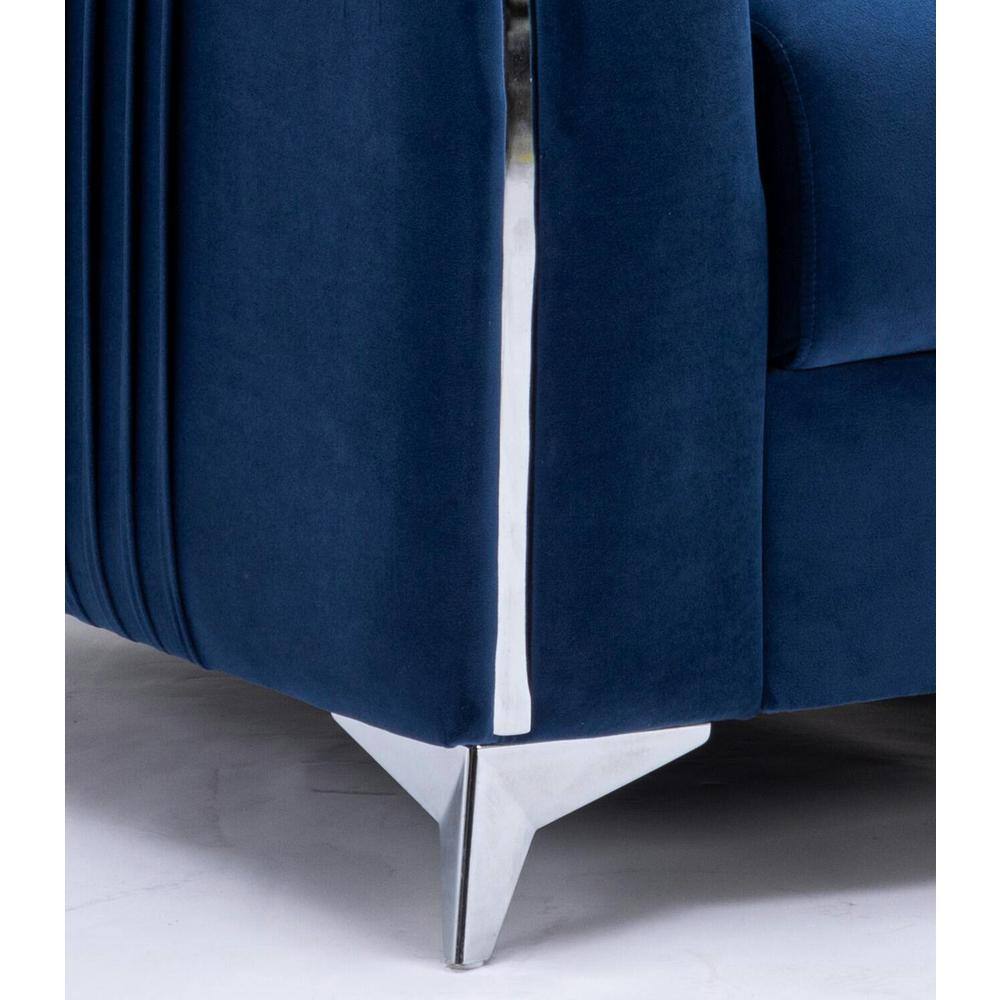 Wenona Blue Velvet and Wood Accent Chair