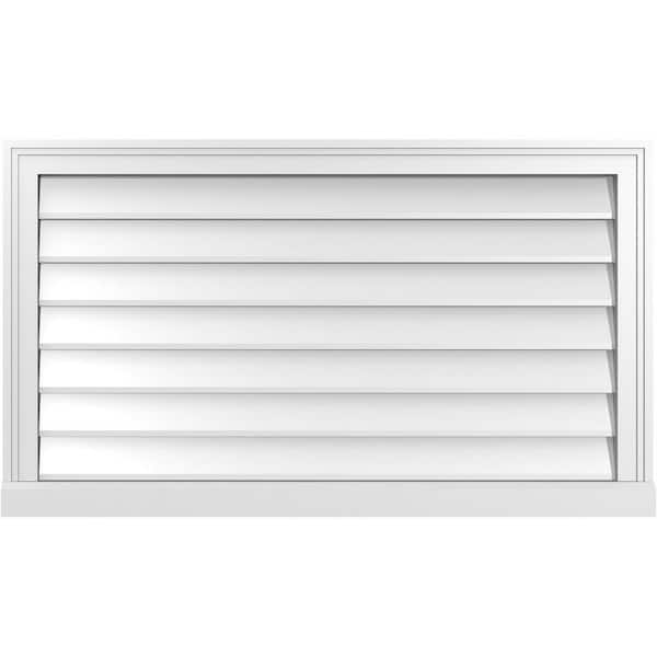 Ekena Millwork 38 in. x 22 in. Vertical Surface Mount PVC Gable Vent: Decorative with Brickmould Sill Frame