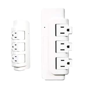 3-Outlets Portable Power Strip with Extender Multi Sockets Wall Mount for Home Office (2-Pieces without shelf)