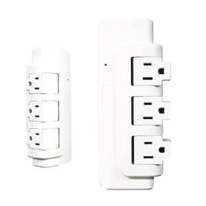 3-Outlets Portable Power Strip with Extender Multi Sockets Wall Mount for Home Office (2-Pieces without Shelf)