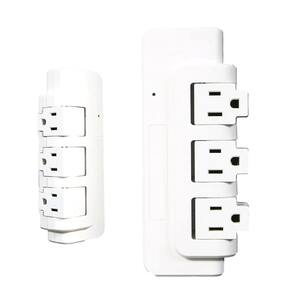 3-Outlets Portable Power Strip with Extender Multi Sockets Wall Mount for Home Office (2-Pieces without Shelf)