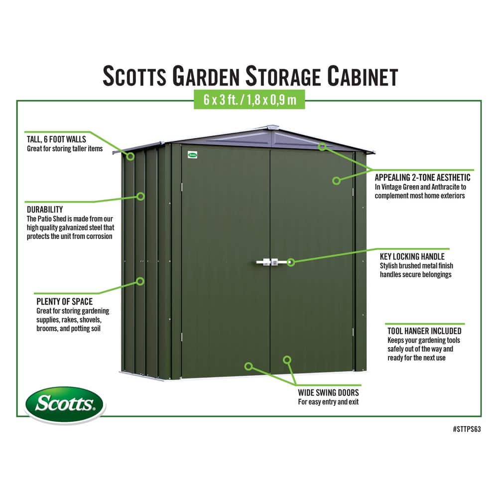 Green Steel 6 x 3 ft Garden Storage Shed Kit