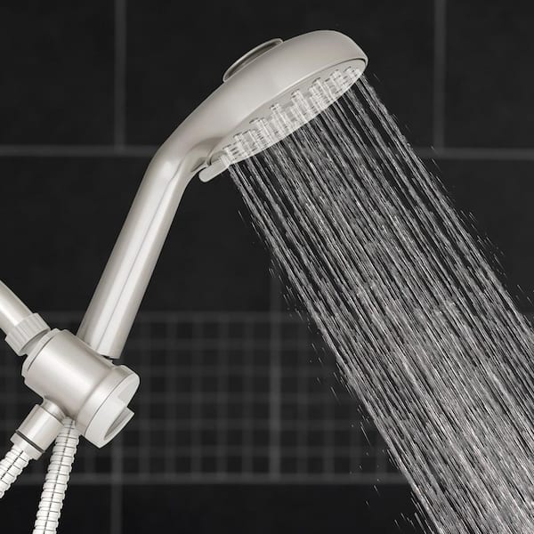 8-Spray Wall Mount Magnet Assist Multi Height Handheld Shower Head 1.8 GPM in Brushed Nickel