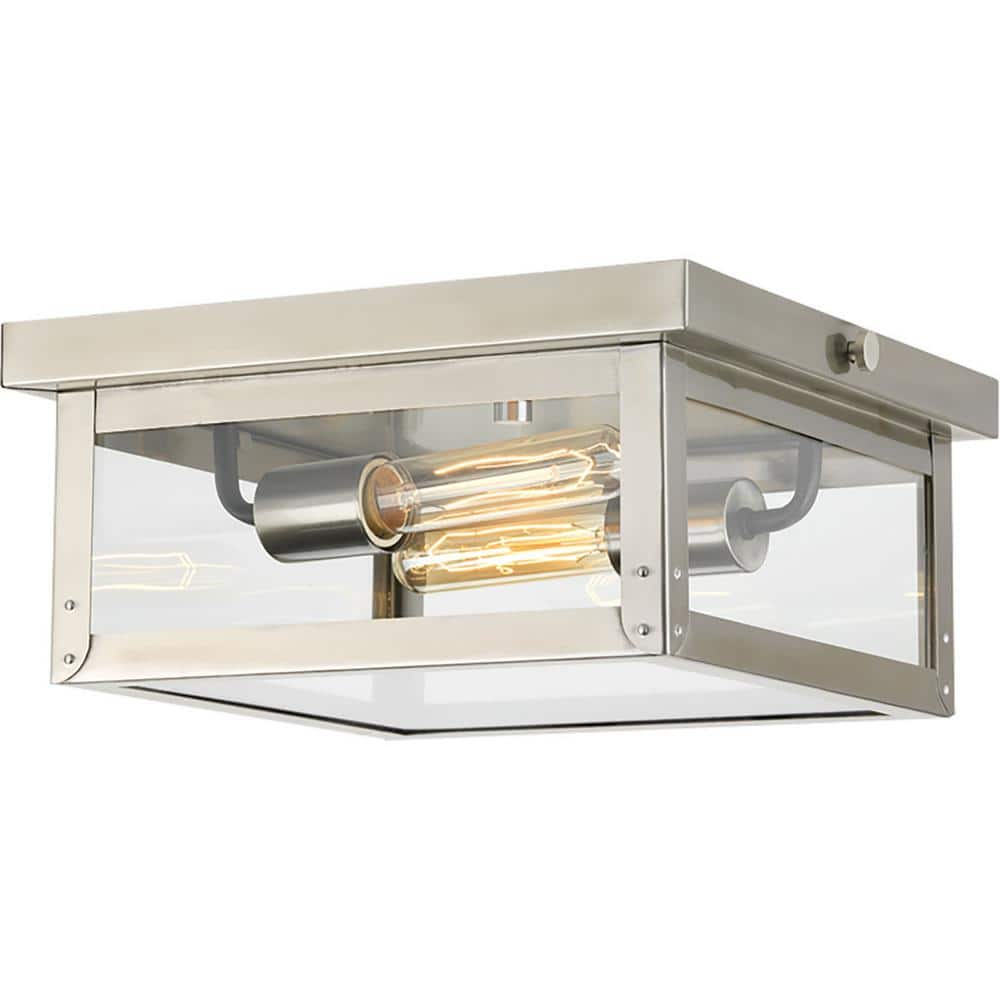 Union Square Stainless Steel Glass Flush Mount Light