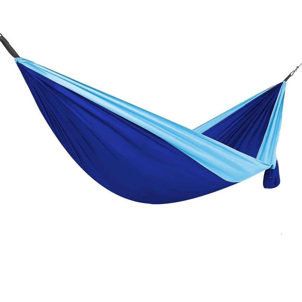 Tidoin 9 ft. Blue Outdoor Deluxe Portable Hammock Compact Hammock Multi