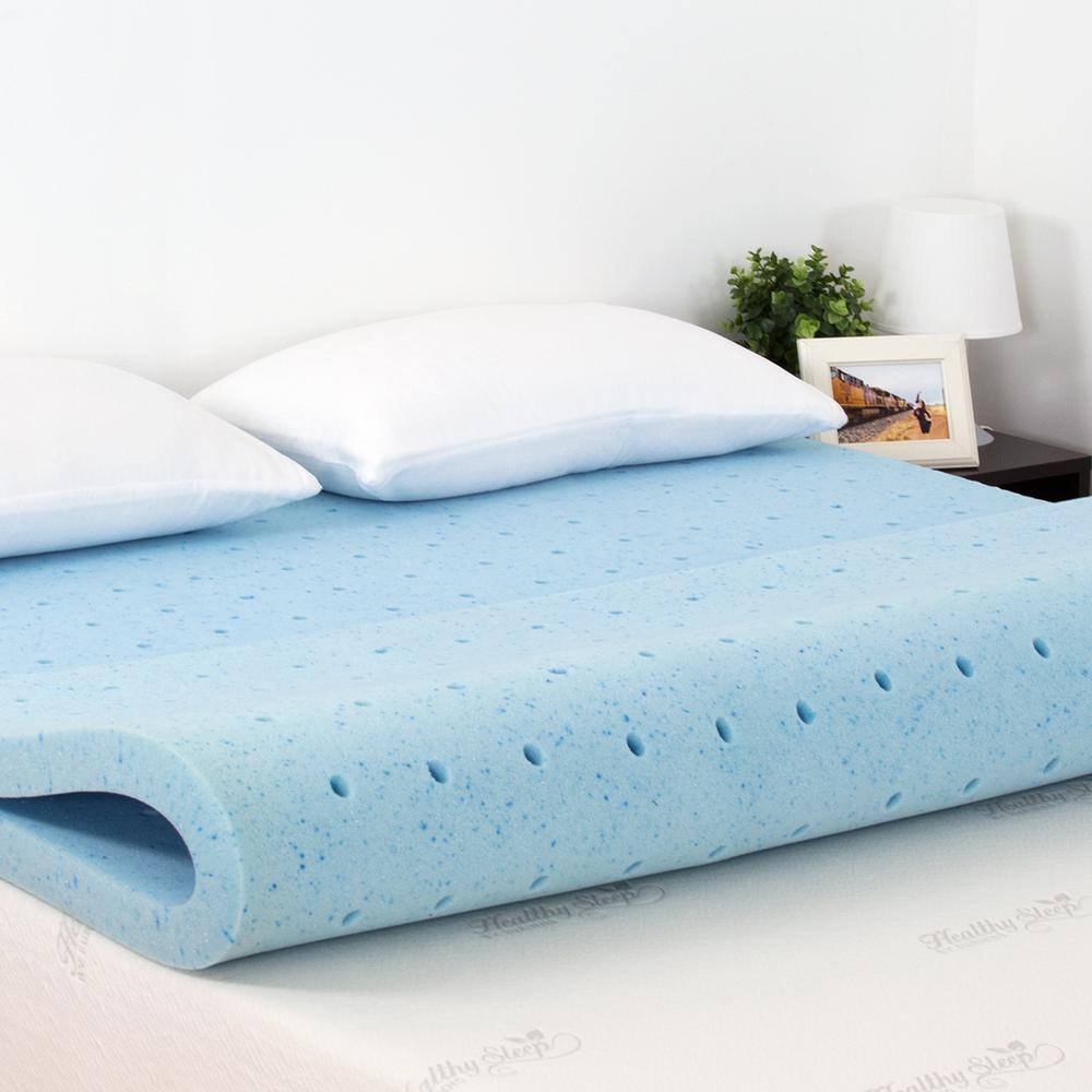 Twin Light Blue Gel Foam Mattress Topper