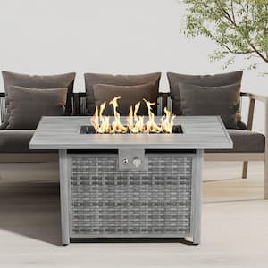 Nuu Garden 43 in. Wicker Outdoor Propane Gas Fire Pit Table