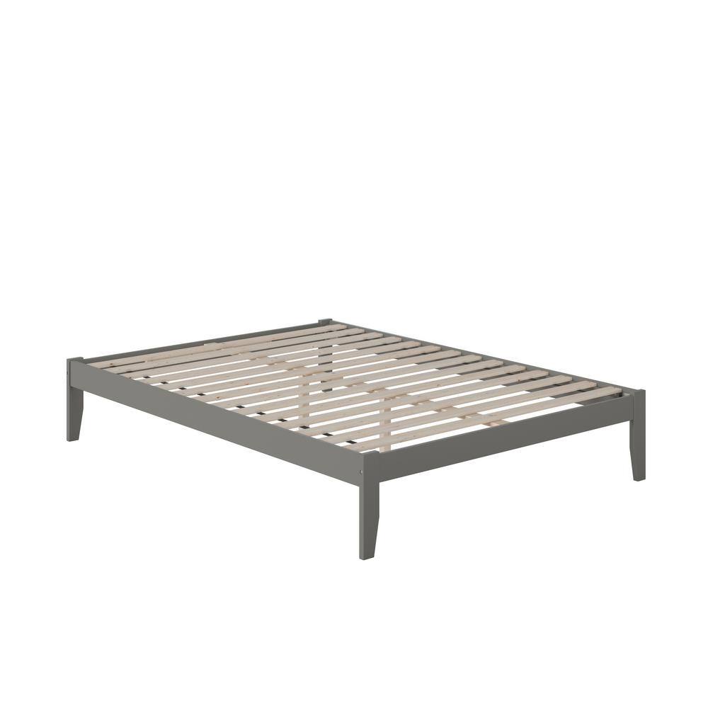 Colorado Queen Gray Upholstered Wood Platform Bed with Slats