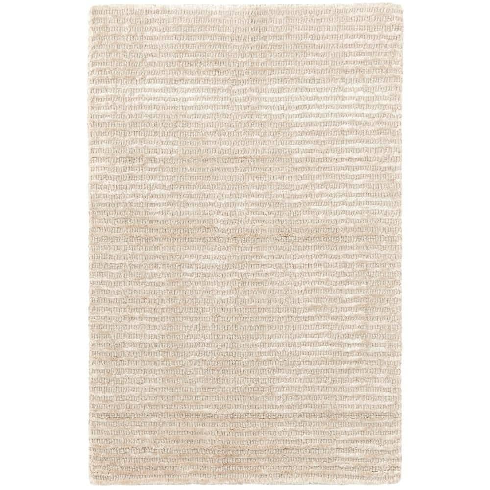 DASH & ALBERT Cut Stripe Hand Knotted Viscose/Wool Ivory 3 ft. x 8 ft ...