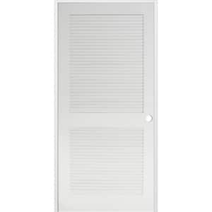 36 in. x 80 in. Primed MDF 2 Panel Left Hand Prehung Interior Louver Door