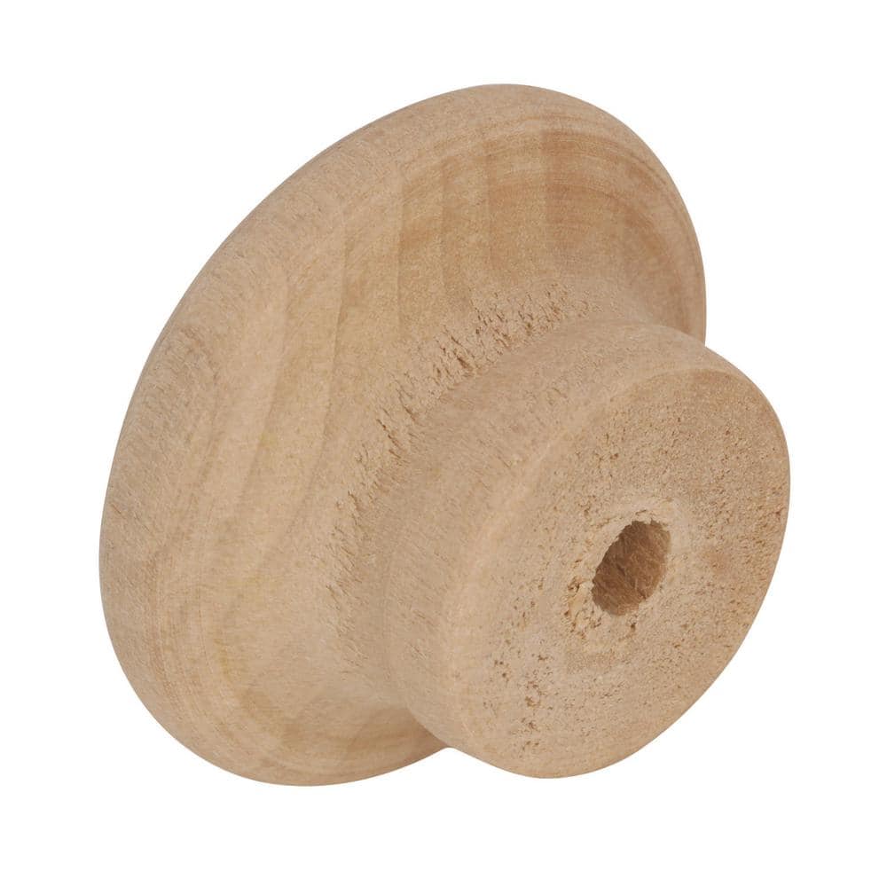 Unfinished Wood Round Cabinet Knob with Mounting Hardware