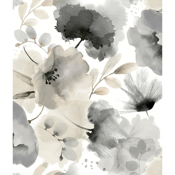 Charcoal Watercolor Bouquet Paper Non-Pasted Matte Wallpaper