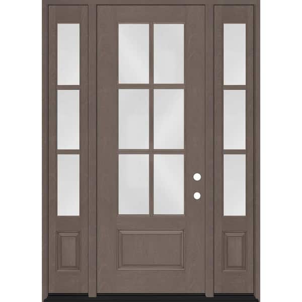 Steves & Sons Regency 36 in. x 96 in. 3/4-6 Lite Clear Glass LH Ashwood Stain Mahogany Fiberglass Prehung Front Door dB 14 in.SL