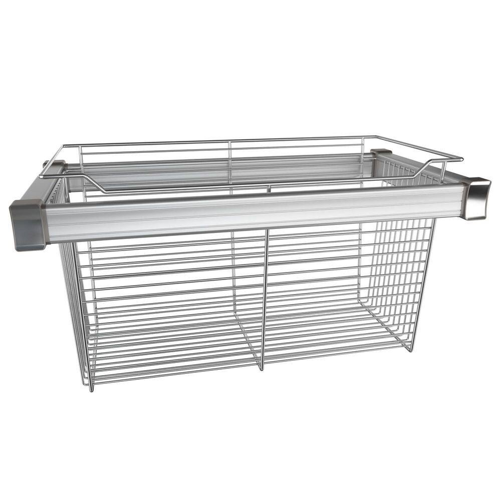 Premium 16.34 in. H x 30 in. W Chrome Aluminum Full-Extension Wire Sliding Basket for Cabinets price history on PriceWatchPro