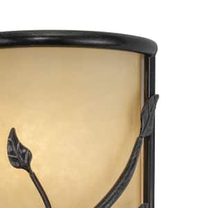Vine 2-Light Black Rustic Flush Wall Sconce Amber Glass