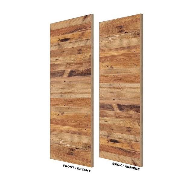 Urban Woodcraft 30 in. x 80 in. Horizontal Reclaimed Wood Double Sided Barn Door Slab