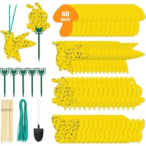 Indoor and Outdoor Fruit Fly Traps Yellow Sticky Plant Bug Fungus Fly Trap Outdoor, Hangable Pluggable Traps (60-Pack)
