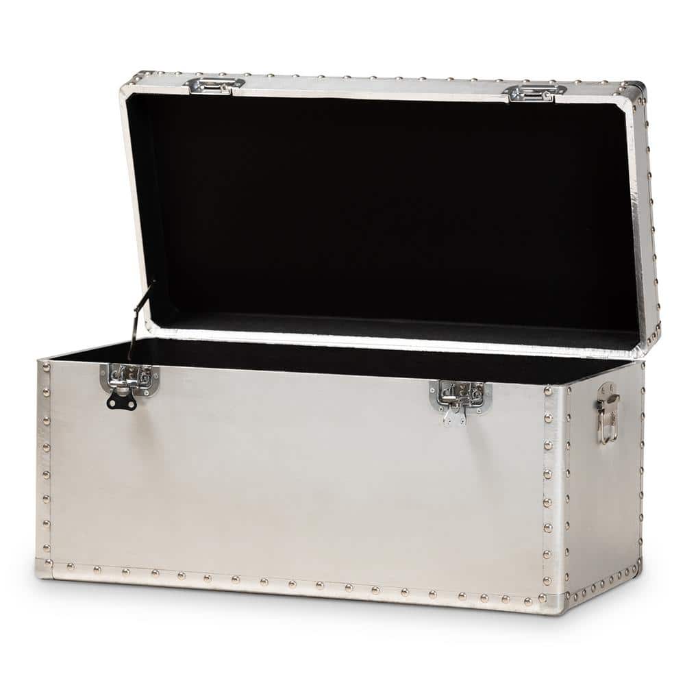 Serge Silver Metal Industrial Storage Trunk