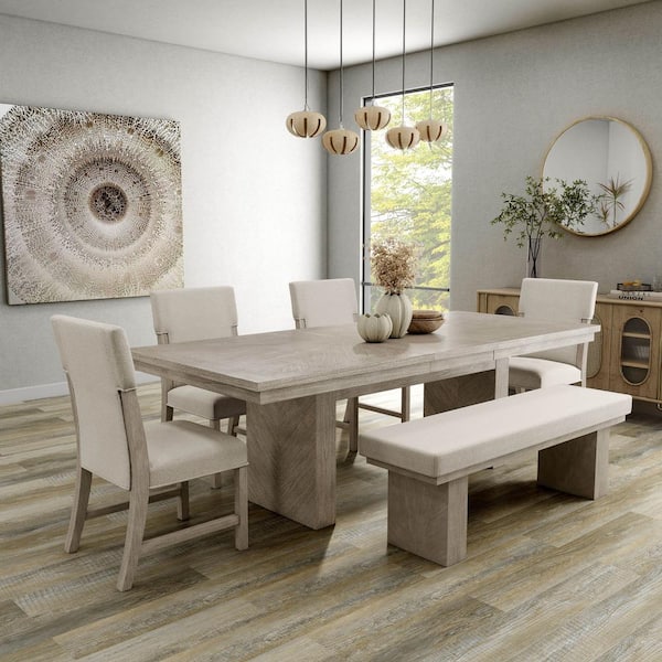 Bronin 6-Piece Natural Wood Top Dining Room Set (Seats 6)