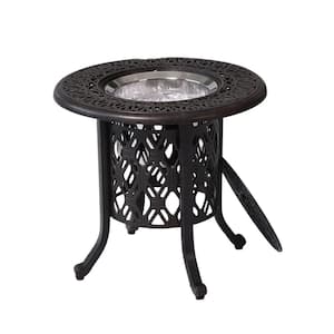 Round Aluminum Outdoor Bistro Table with Ice Bucket, Food Grade 304 Stainless Steel Pail Table Set-Antique Bronze