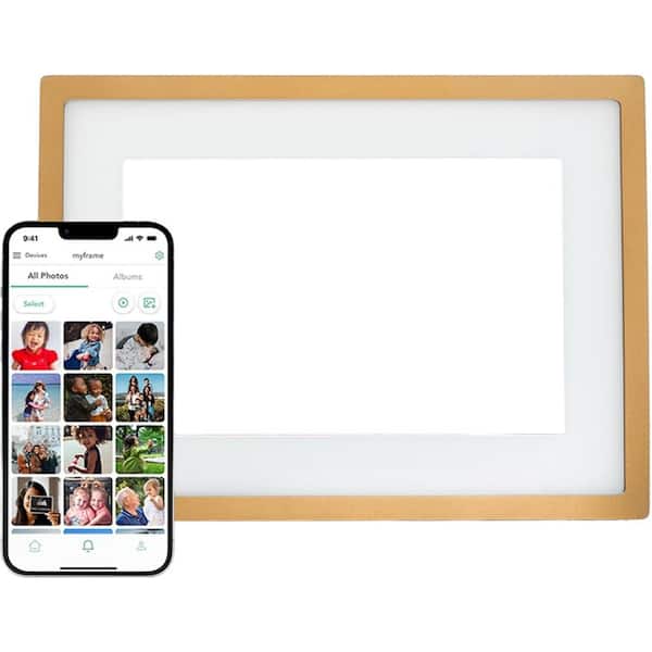 10 in. WiFi Digital Picture Frame with Touch Screen Customizable Gift for Friends and Family in Gold