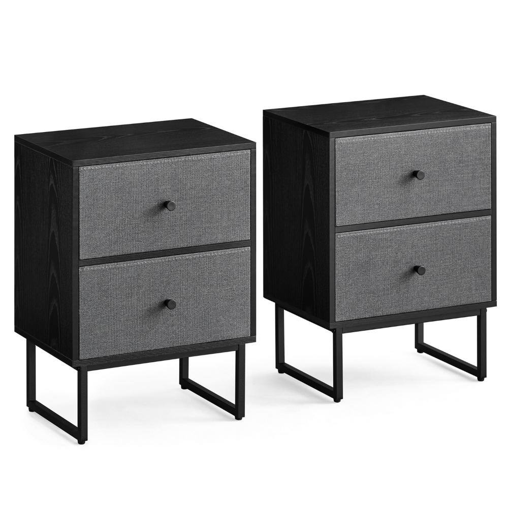 Benjara 16.77 in. Black and Gray 4-Drawers Wooden Nightstand (Set of 2 ...