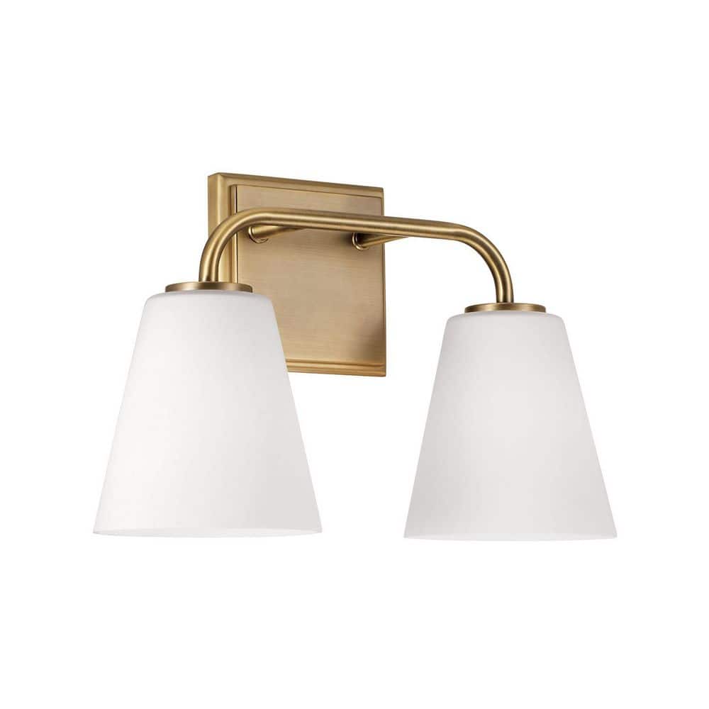 Brody 14.5 in. W x 9 in. H 2-Light Aged Brass Vanity Light with Soft White Glass price history on PriceWatchPro