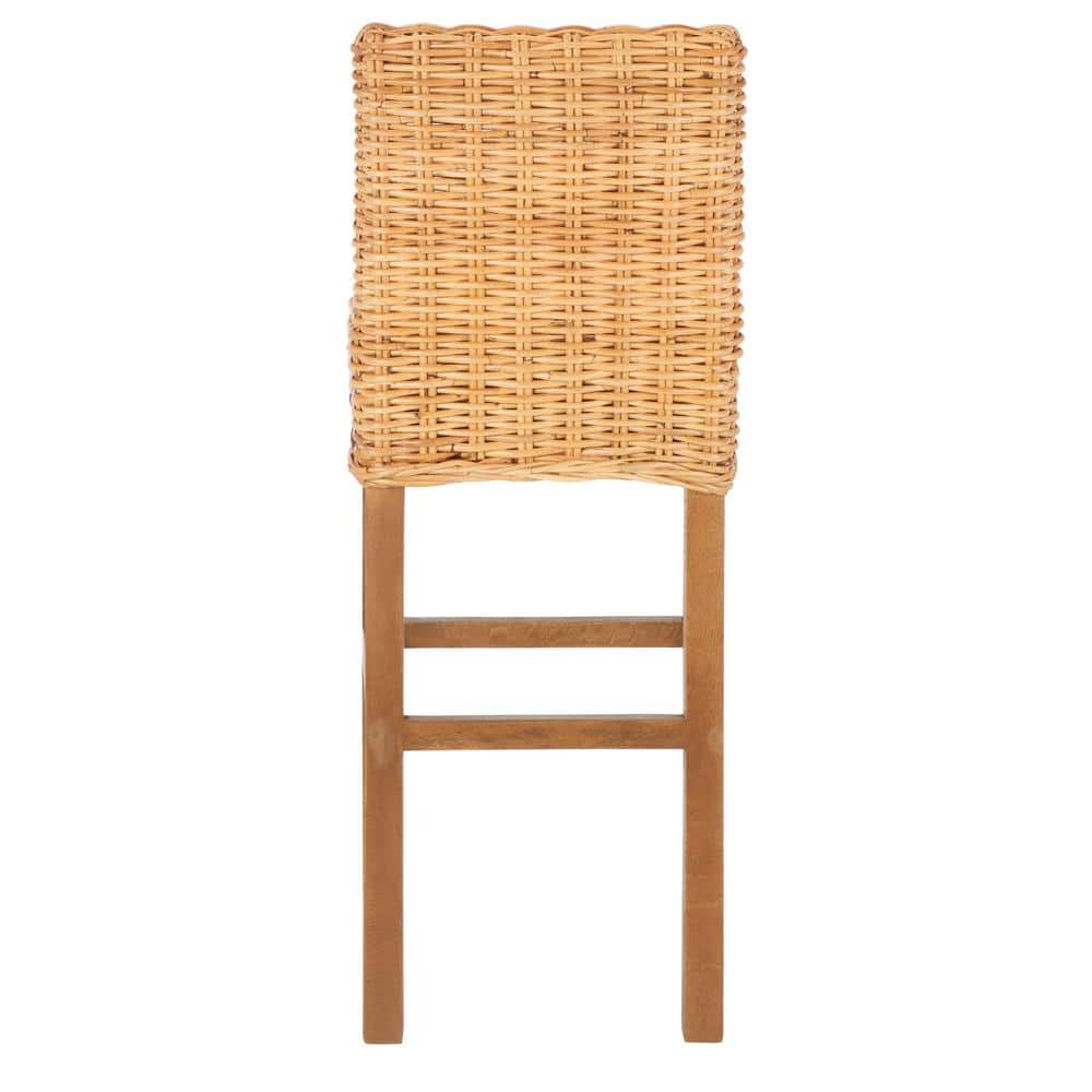 Natural Rattan and Wood Parsons Bar Stool