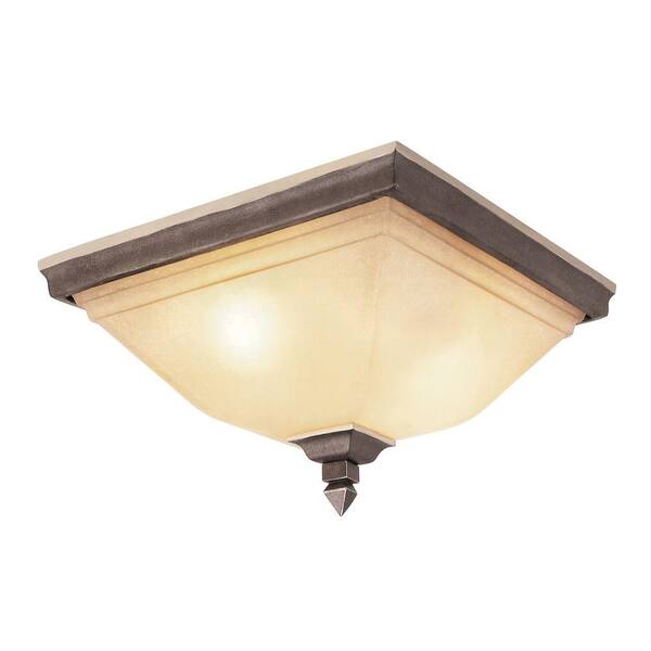 Bel Air Lighting Cabernet Collection 3-Light Antique Bronze Flush Mount with Tea Stained Shade-DISCONTINUED