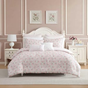 LAURA ASHLEY Natalie Reversible 7-Piece Light Pink Cotton Full
