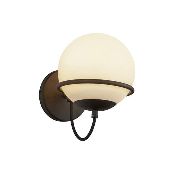 ALORA MOOD Alba 7-in 1 Light 60-Watt Matte Black/Opal Glass Vanity Light