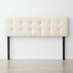 Kaylee Adjustable Ivory Full Upholstered Low Profile Headboard with Square Tufting