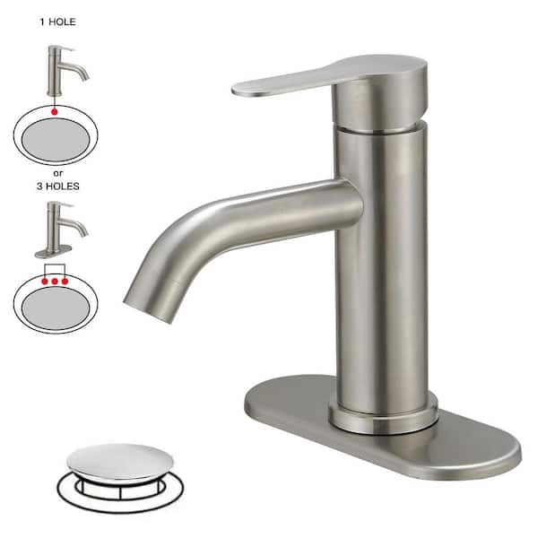 Single Hole Single Handle Waterfall Spout Bathroom Faucet in Brushed Nickel