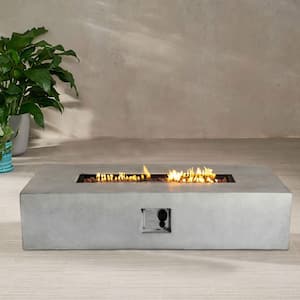 56 in. Gray Concrete Rectangle Propane Gas Fire Pit Table Flame Adjustable