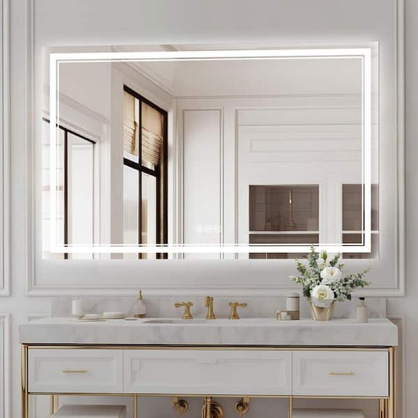 Unbranded 30 in. W x 48 in. H Rectangular Frameless LED Front Light Backlit Anti-Fog Wall Mirror Bathroom Vanity Mirror