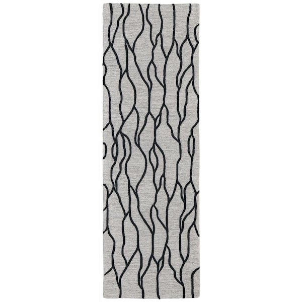 HomeRoots 2 X 8 Black and Taupe Abstract Runner Rug