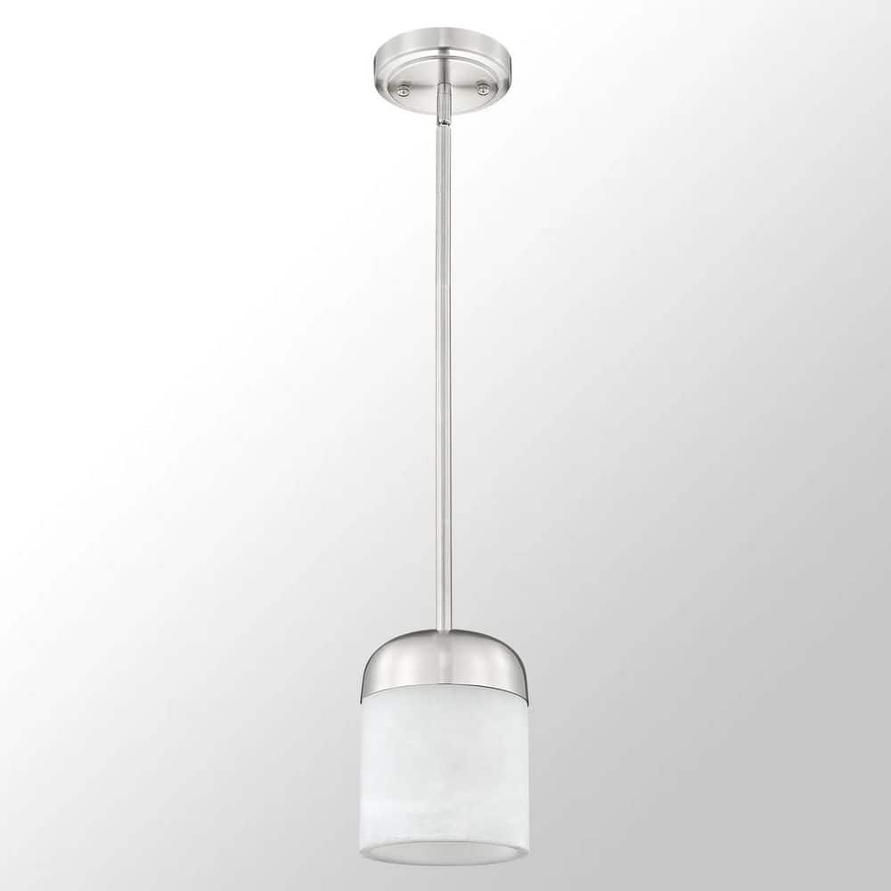 Alabaster Series 60-Watt 1 Light Brushed Nickel Mini Pendant Light with Cylinder Marble Shade, No Bulbs Included price history on PriceWatchPro
