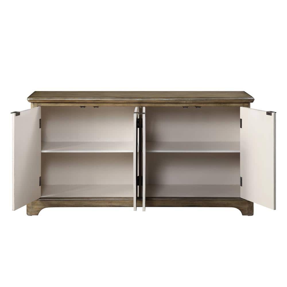 Orana Oak Console Table with Leaf Carvings and Storage