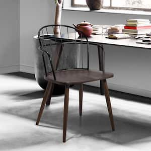 Bradley Steel Framed Side Chair in Black Powder Coated Finish and Walnut Glazed Wood