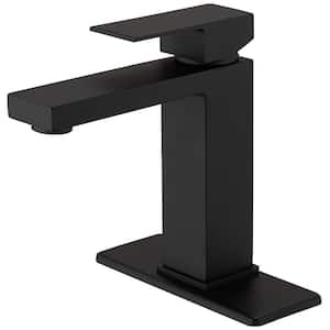 Single Handle Single Hole Low-Arc Bathroom Faucet with Supply Line in Matte Black