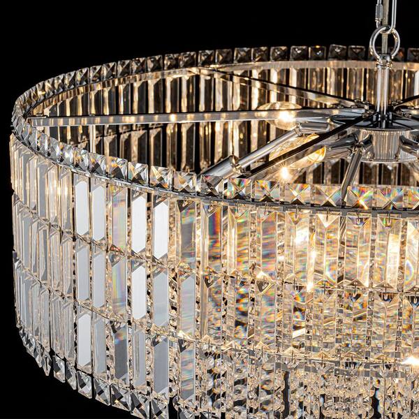 EDISLIVE Orillia Modern 12-Light Chrome Round Crystal Chandelier