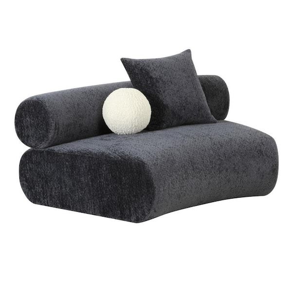 Benjara Modular 51 in. Armless Polyester Rectangle Sofa in Gray and White
