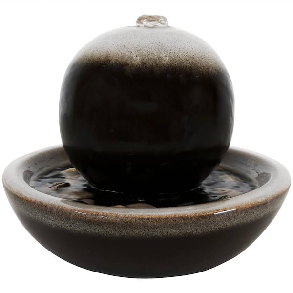 Sunnydaze 7 in. Modern Orb Ceramic Cascading Tabletop Fountain