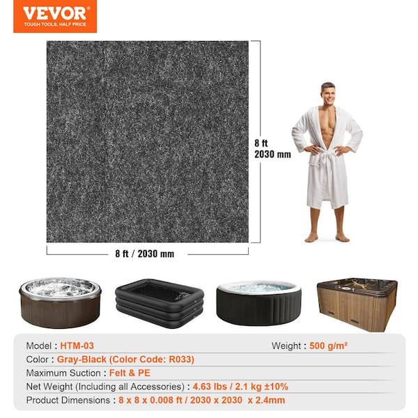VEVOR Hot Tub Mat 80 x 80 Extra-Large Inflatable Tub Pad